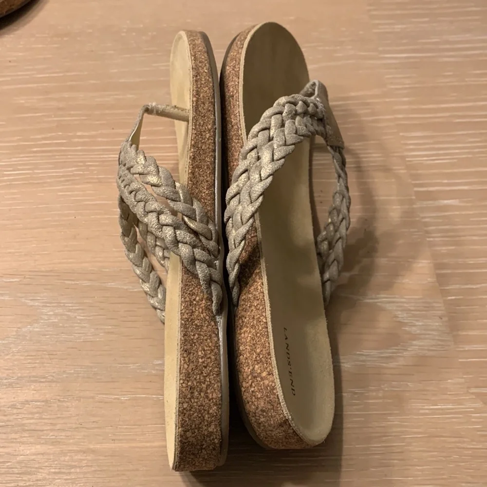 Lands End Navy or Abra sandals Sz 9 NWOB soft suede